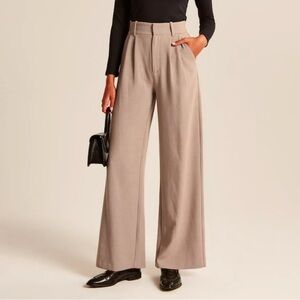 Daisy Grace Tan High-Waisted Wide Leg Pleated Pants